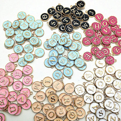 New 12-14mm A-Z Letter Charms,  Enamel Charms,  Alphabet Initial Letter,  Handmade Pendant For Diy Bracelet,  Jewelry Making