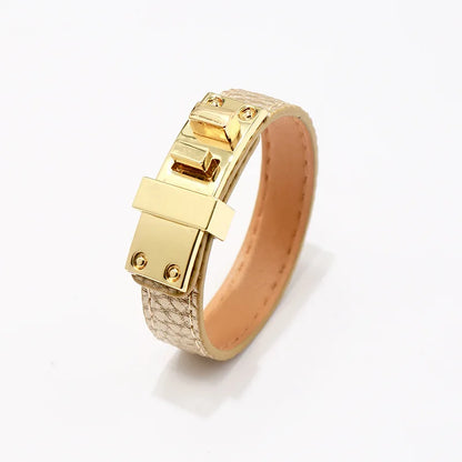 Lychee Pattern,  Glossy Bracelets.   Belt Buckle PU Leather for Women / Men.   Multicolor Couple Bangles. Fashion Top Jewelry.  Great Looking Bracelet. As I write, All Colors are Good EXCEPT BLACK.
