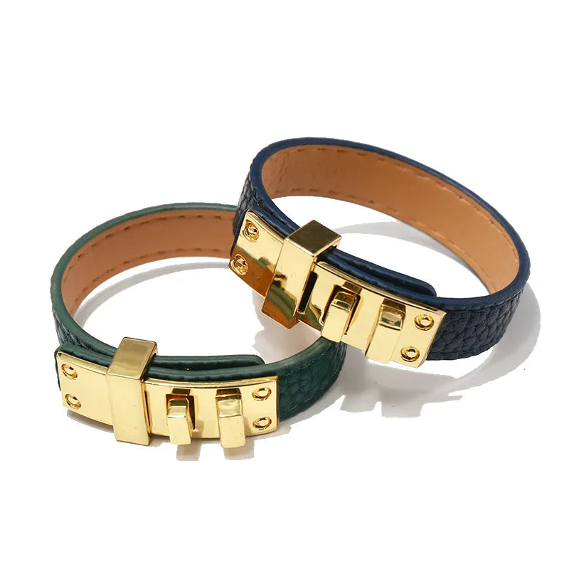Lychee Pattern,  Glossy Bracelets.   Belt Buckle PU Leather for Women / Men.   Multicolor Couple Bangles. Fashion Top Jewelry.  Great Looking Bracelet. As I write, All Colors are Good EXCEPT BLACK.