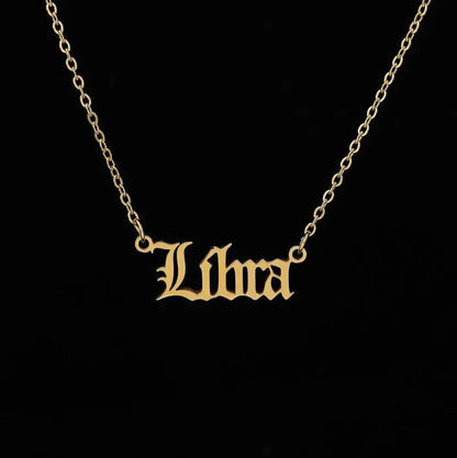 Stainless Steel 12 Zodiac Constellation Necklaces Letter Aquarius Aries Gemini Pisces Leo Sagittarius Pendant Necklace for Women