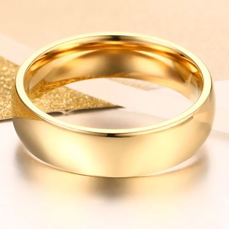 Gold Color Wedding Band.  Stainless steel Ring  for Women and  Men. US Sizes 4 5 6 7 8 9 10 11 12 13 14 15 Free Shipping