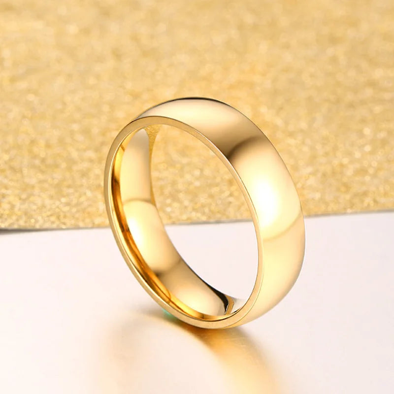 Gold Color Wedding Band.  Stainless steel Ring  for Women and  Men. US Sizes 4 5 6 7 8 9 10 11 12 13 14 15 Free Shipping