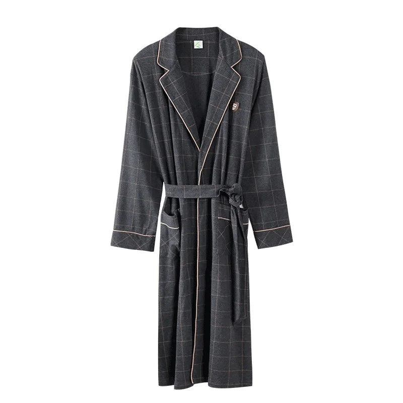 Spring/ Autumn Bathrobes,  Mens 100% Cotton sleep top,  Kimono Robes For Men.  Plaid Robes,  Long Bath Robe,   Brides Robe ,Dressing Gown