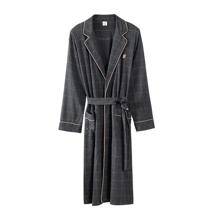 Spring/ Autumn Bathrobes,  Mens 100% Cotton sleep top,  Kimono Robes For Men.  Plaid Robes,  Long Bath Robe,   Brides Robe ,Dressing Gown