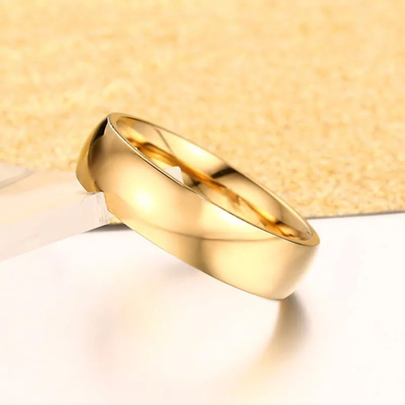 Gold Color Wedding Band.  Stainless steel Ring  for Women and  Men. US Sizes 4 5 6 7 8 9 10 11 12 13 14 15 Free Shipping
