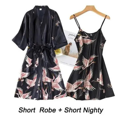 Women Rayon 2PCS Robe Set Bride Bridesmaid Wedding Robe Gown Lace Sexy Kimono Bathrobe Night Dress Casual Nightgown Sleepwear