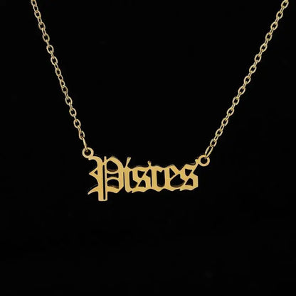 Stainless Steel 12 Zodiac Constellation Necklaces Letter Aquarius Aries Gemini Pisces Leo Sagittarius Pendant Necklace for Women