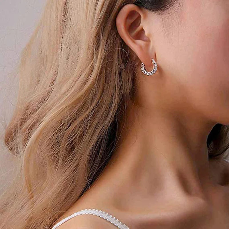 ,.Full Paved Crystal CZ Hoop Earrings for Women.  A  Dazzling Accessory  Gift for MOTHERS DAY,  Wedding Party,  Birthday Gift, Statement Jewelry