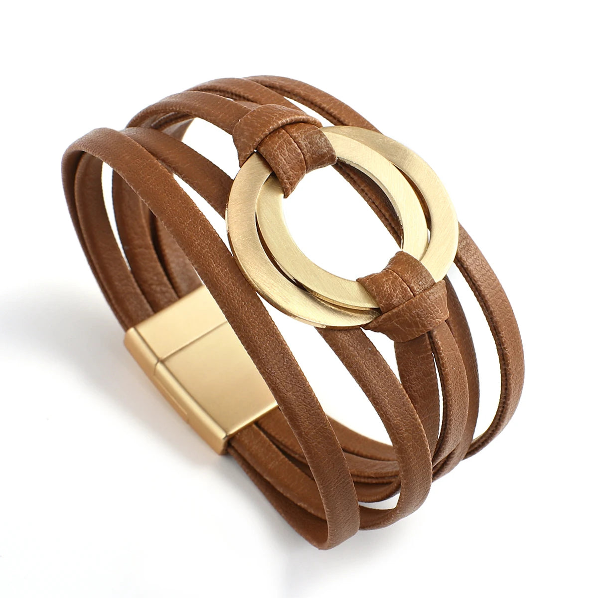 Genuine Leather Bracelets for Women/ Men Fashion.   Round Hollow Circles Charm Wrap Bracelet Bangle Female Jewelry Gifts.  BROWN is gone.  The other 3 colors are good to go.  BLACK//GREEN//GRAY, OK!!!  7.8 inches on this bra