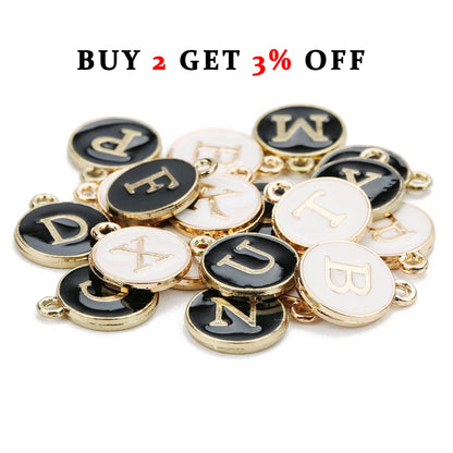 New 12-14mm A-Z Letter Charms,  Enamel Charms,  Alphabet Initial Letter,  Handmade Pendant For Diy Bracelet,  Jewelry Making