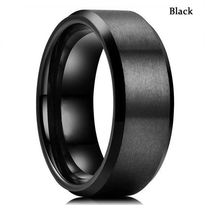 Fashion 8mm Red Groove Beveled Edge Stainless Steel Celtic Dragon Rings.  Perfect for FATHERS DAY with Zircon Inlay, Carbon Fibre Ring for Mens Wedding Band, Couples Gift