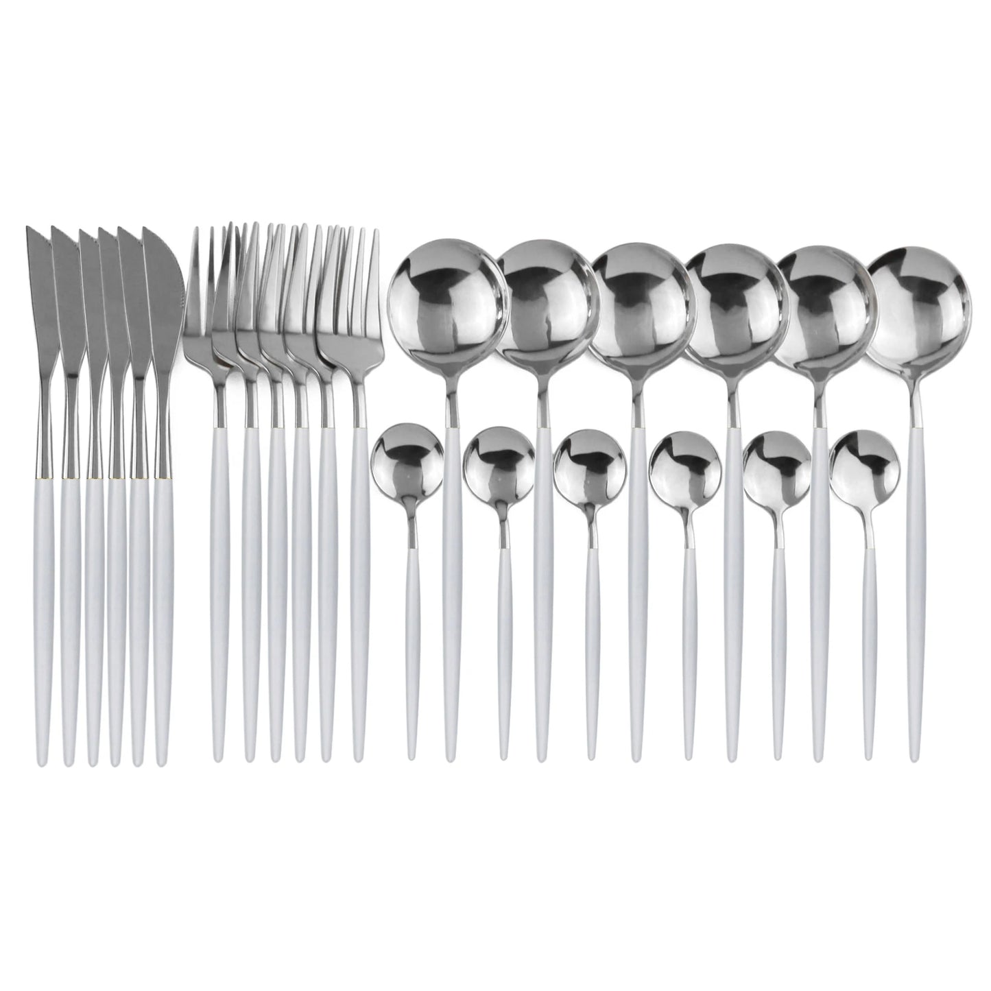 24pcs Gold Dinnerware, Stainless Steel Tableware,  Set with Knife, Fork,  Spoon, Flatware Set, Dishwasher Safe, Silverware Cutlery Set