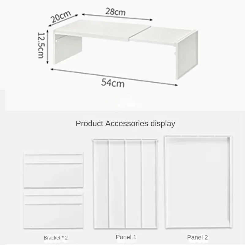 Kitchen Cupboard Organizer  with Retractable Cabinet Shelf .  For Seasoning , Bottles, Spice Rack, Dishes and Kitchen Accessories Storage Rack