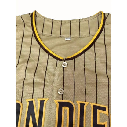 Custom Name And Number Men's Embroidery Baseball Jersey,  San Diego Personalized Short Sleeve Button Down Breathable DIY Shirts