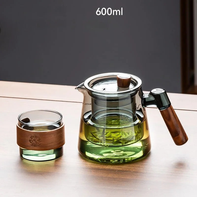 600ML Family Glass Teapot Set Transparent Glass Teacup, Small Teacup Pyrex Glass Tea Set.   Flower Teapot Coffee Pot