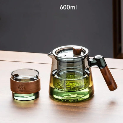 600ML Family Glass Teapot Set Transparent Glass Teacup, Small Teacup Pyrex Glass Tea Set.   Flower Teapot Coffee Pot