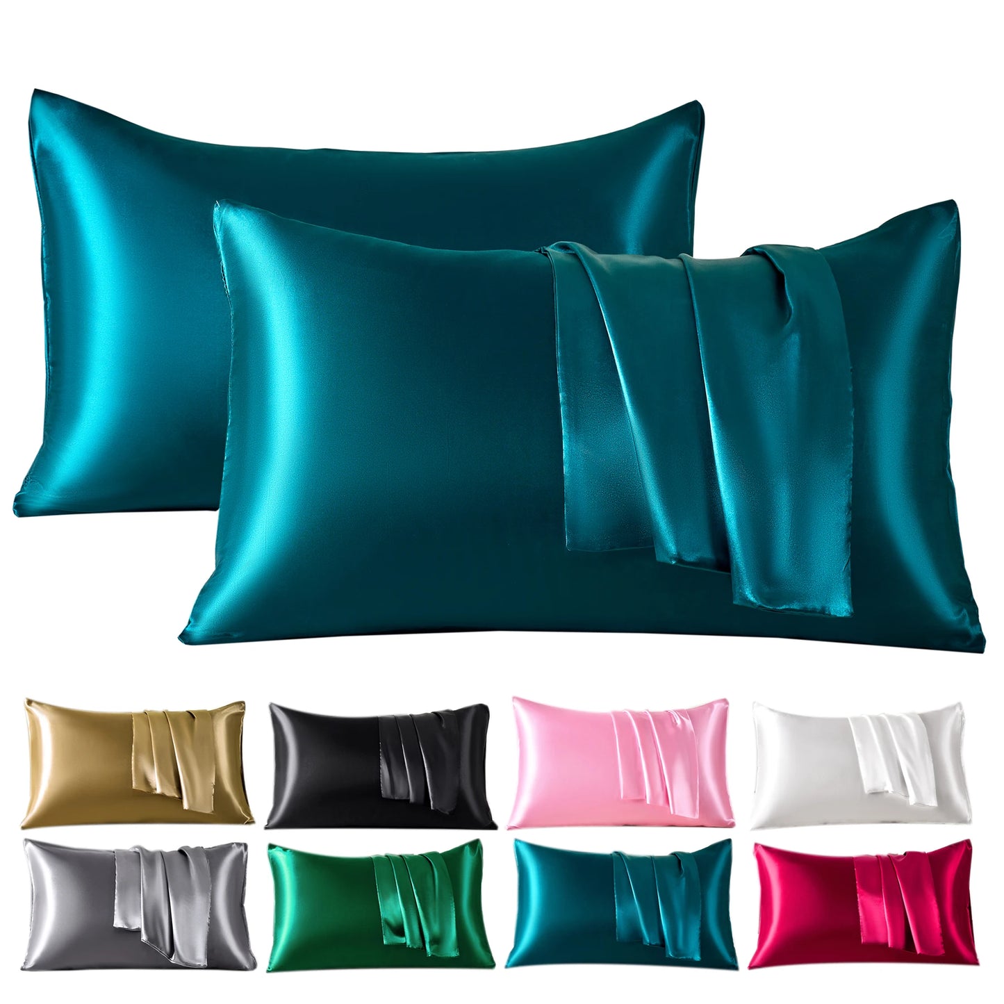 2pcs Satin Pillowcase for Skin and Hair, Satin Pillow Cases Set of 2 Soft Breathable Smooth Cooling Pillow Covers for Sleeping, Great Gifts.  Lots of colors BUT, GOLD is Hughley AVailable!!!  All others Drop down a Lot so  BL