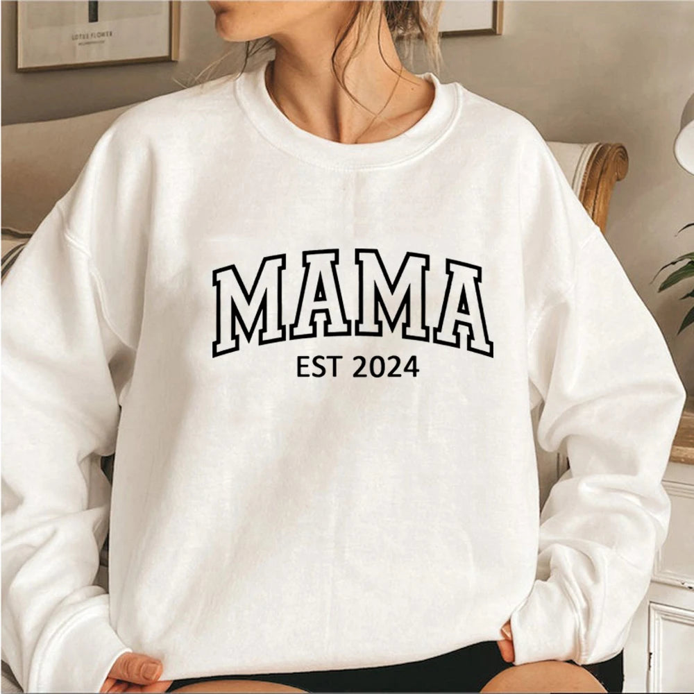 Mama Sweatshirt  for Mothers Day Gift . Womens Long Sleeve Crewneck Sweatshirt.  Personalized Hoodie for  Mom Gift.