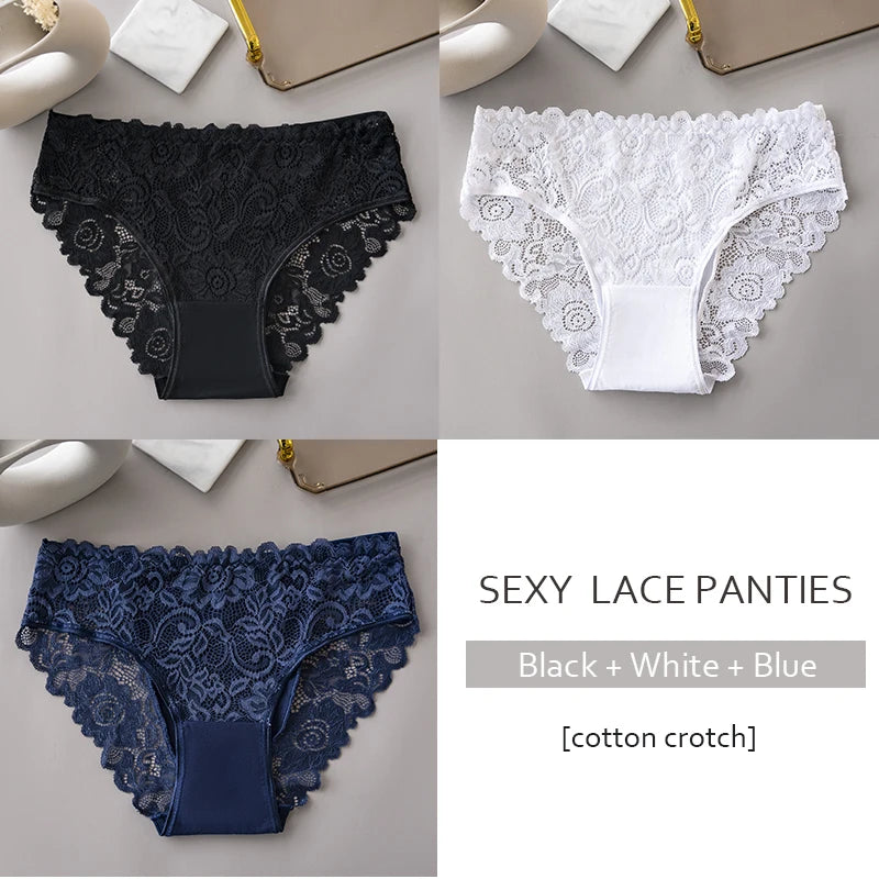 3PCS/Set  of . Luxury Floral Embroidery Lace Panties.  Womens  Briefs,  Sexy Lingerie,  Female Underwear,  Ladies Breathable Underwear