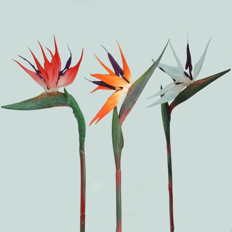 3pcs Artificial Bird Of Paradise Flowers, Rubber Strelitzia 24.5'' Long Stem Flower Suitable For DIY Home Party Theme Decor