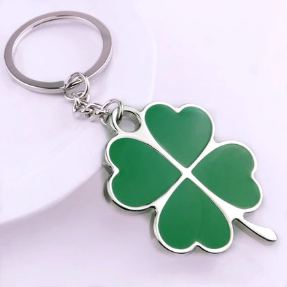 1pc Creative Lucky Four-Leaf Clover Keychains.  Couple Bag Charms,  Accessories, Metal Foliage Shape Car Key Ring Party Gift