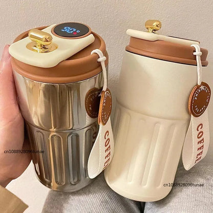 Intelligent Digital LED Temperature Display Coffee Cup.   Stainless Steel Thermo Bottle Keeps Cold and Hot, Thermal Mug Sports Cup