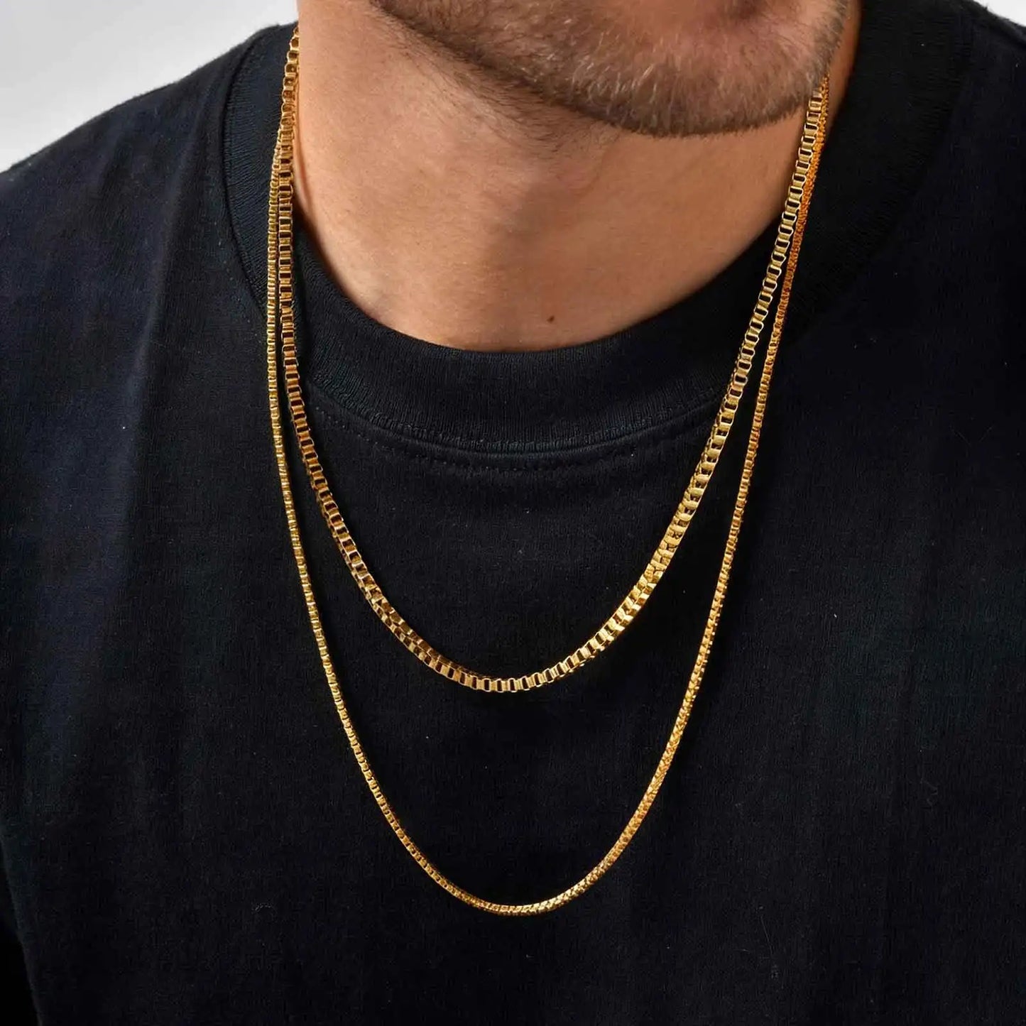 1/2/3MM Thin Chain Necklace for Men / Women, Stainless Steel Square Box Chain Link Collars, Male /Female Jewelry Gift