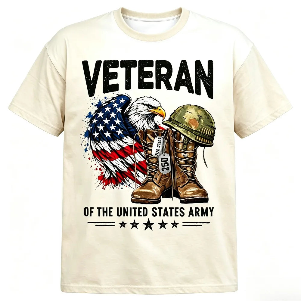 US Army"Veteran" Eagle American Flag T-Shirt, Patriotic Military , Casual Short Sleeve Top for Men.  Lots of Choices and there are sizing charts.