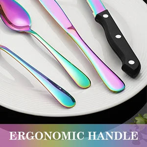 24 pcs Rainbow  Silverware Set,  Service For 4 Stainless Steel Flatware Serving Set,  Cutlery Set, Knife Fork And Spoon