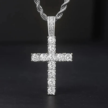 60Cm Twisted Chain Long Necklace for Women/Mens  Fashion Luxury Cubic Zirconia Cross.   Pendant Necklace Gift.