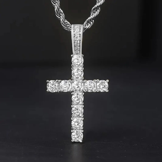 60Cm Twisted Chain Long Necklace for Women/Mens  Fashion Luxury Cubic Zirconia Cross.   Pendant Necklace Gift.