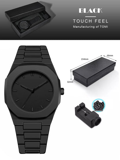 Mens watch, Quartz,  clean contemporary style.  Better picture in images.  Black watch with Black lettering is really low in stock.  Several other choices.