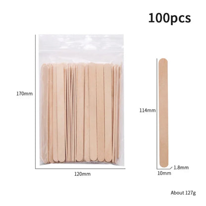 100 Pcs Spatulas Disposable Wood Stick Beauty Spatulas Log Hair Removal Wax Coating and Scraping Tool Beauty Wooden Sticks