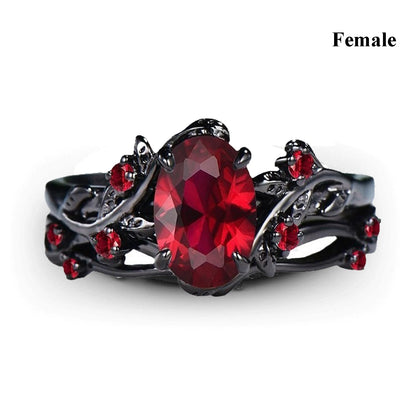 Charming Couples Rings . Romantic Womens Red Rhinestones Ring Set . Trendy Mens Stainless Steel Celtic Dragon Rings, Wedding Band Jewelry, Couples Rings, MOTHER and FATHERS DAY Gift