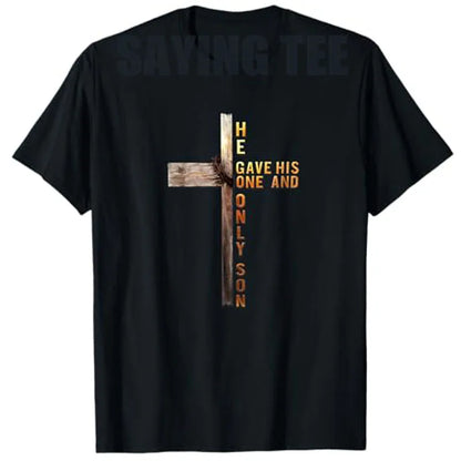 Easter Cross,  He Is Risen, Jesus/ Christian,  Men /Women T-Shirt, Bible verse John 3:16.