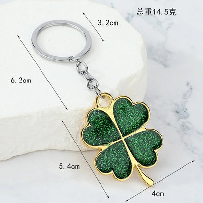1pc Creative Lucky Four-Leaf Clover Keychains.  Couple Bag Charms,  Accessories, Metal Foliage Shape Car Key Ring Party Gift