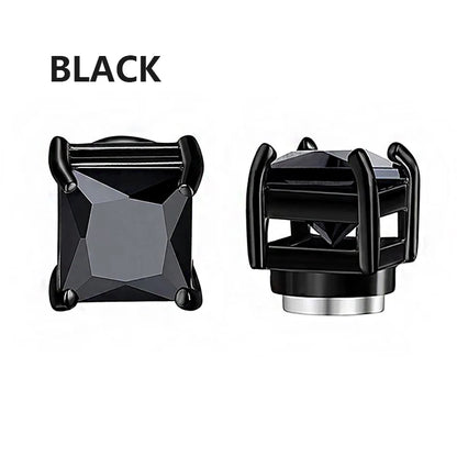 3 Pairs Crystal,  Strong Magnetic Ear Stud, Clip Earrings for Men and Women, Round  and square with 3 color choices for the framework.  Zircon, Magnet Earrings, Non Piercing Jewelry