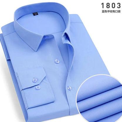 Spring  Men's Stripes and solids,  long-sleeved Shirt,  Non-ironing,  Anti-wrinkle,  Comfortable,  Breathable,  Business Casual Fashion Slim Fit