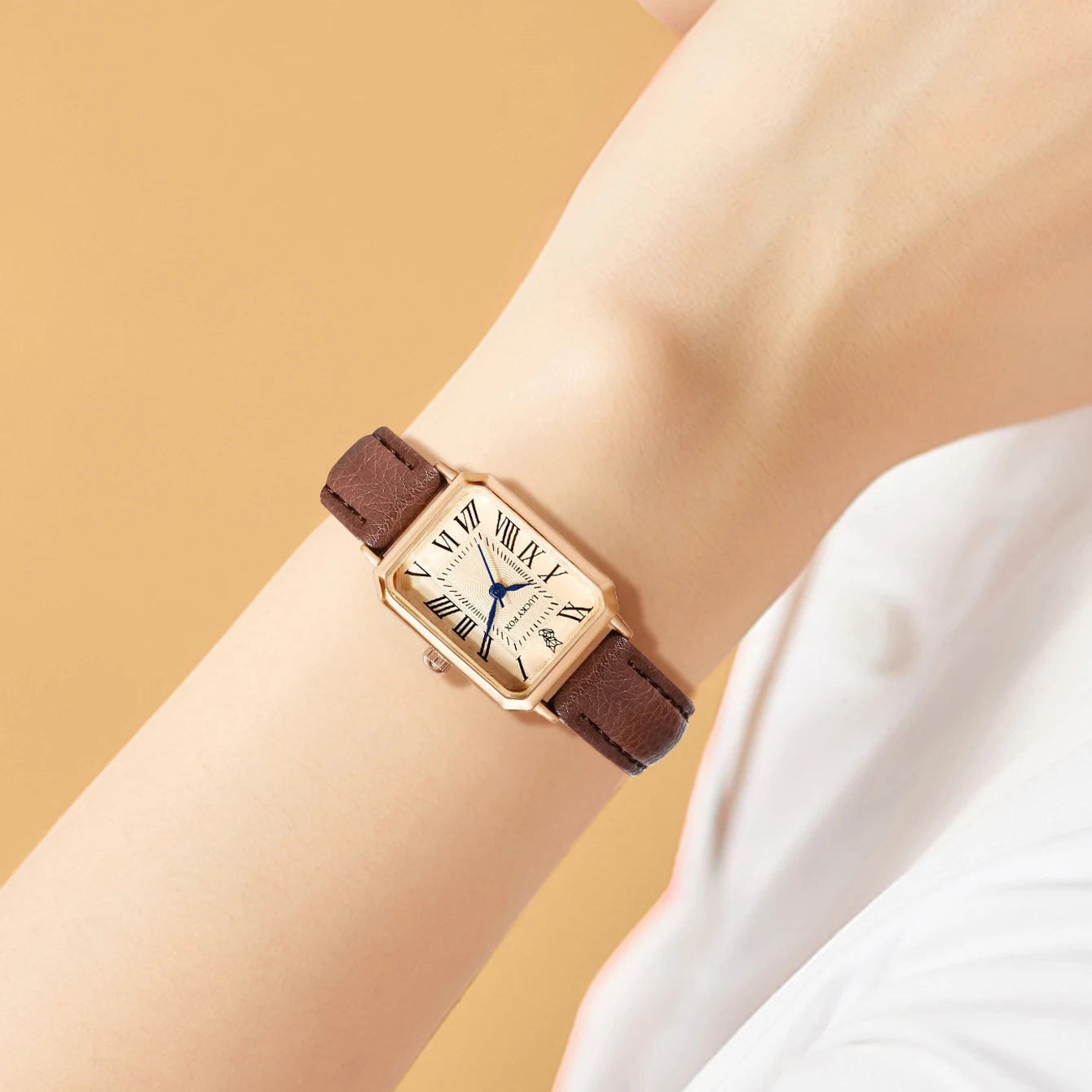 Fashion Retro Digital Dial Casual Watches Square face,  Leather Strap,  Fashionable Clock Quartz Wristwatch for Women Gift,