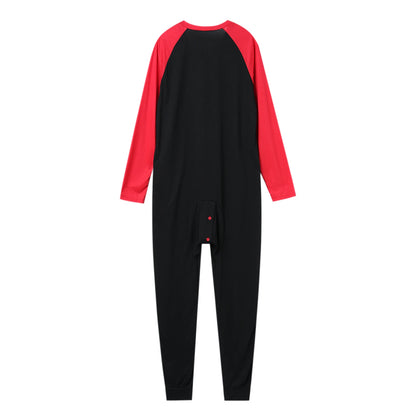 Men s Button Down  s Pajama Long Sleeve Round Neck Color Block Jumpsuit Nightwear For Adults