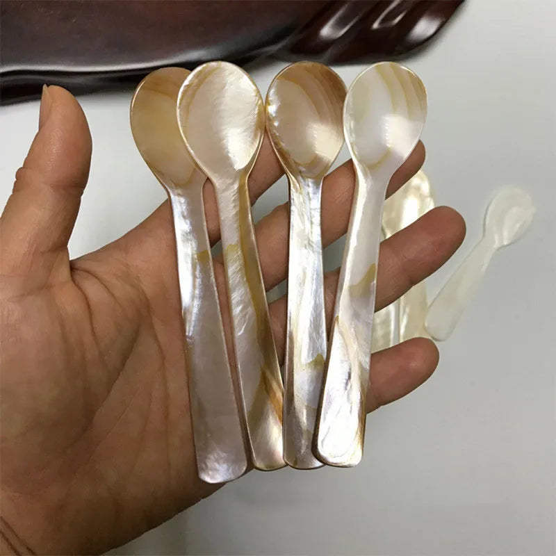 9-13CM Natural Shell for Ice Cream, Coffee, Caviar Spoon.  Mother of Pearl Seashells.  Stirring Spoons  for dessert coffe