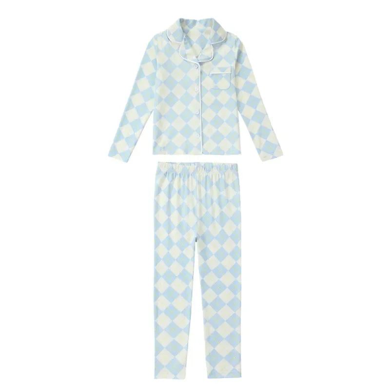 spring summer argyle plaid, soft dress set with  footie P. J's,  Familyfamily matching clothing