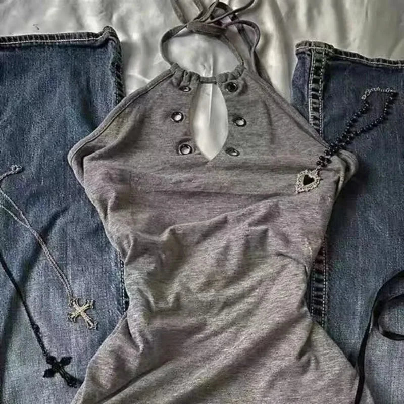 Womens Summer Vintage,  Casual, Sweet/ Spicy Tees.   Sleeveless Aesthetic Slim Fit Tank, Crop Tops
