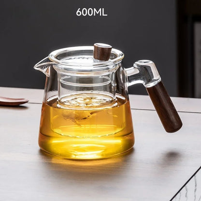600ML Family Glass Teapot Set Transparent Glass Teacup, Small Teacup Pyrex Glass Tea Set.   Flower Teapot Coffee Pot
