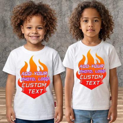 Custom Kids T-Shirt,  Blank Drawing Shirt for Personalized Design, Logo/ Photo or Text.   Childrens,  Boy /Girl Art Shirt