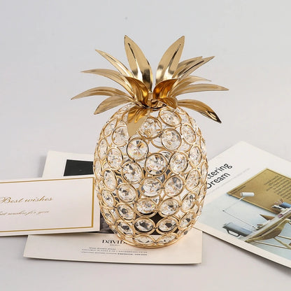 1pc Gold Crystal Pineapple Ornament Artificial Fruit Figurine Tabletop Centerpiece For Home Decor.  Low stock on the Pear.