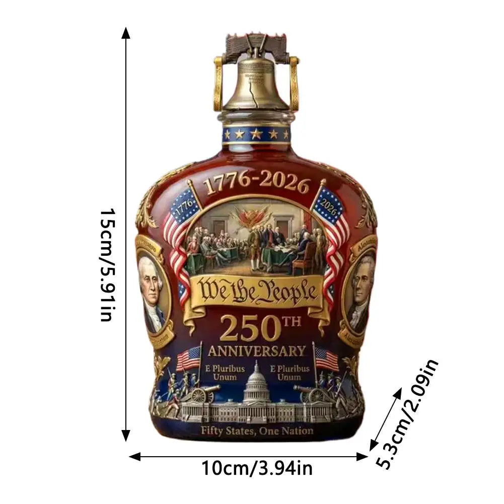 High Quality 250TH Anniversary Whisky Bottle,  Exquisite Embossed Craftsmanship Decoration.  Patriotic Whiskey Decanter.  One or Two Pieces.
