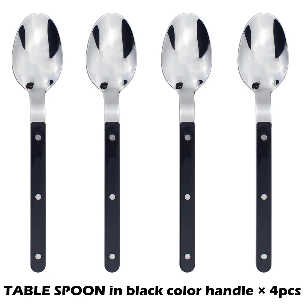 Fashionable Design Top Mirror Polishing Cutlery Sets of Stainless Steel 18/8(304) ABS Handle With Rivets Silverware Set For Kitchen and everday  serving