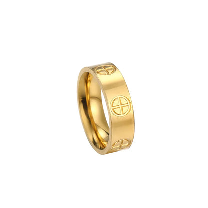 Fashion Classic Cross Stainless Steel Rings For Women /Men /Couples Gold Color Luxury Jewelry, Wedding Gift
