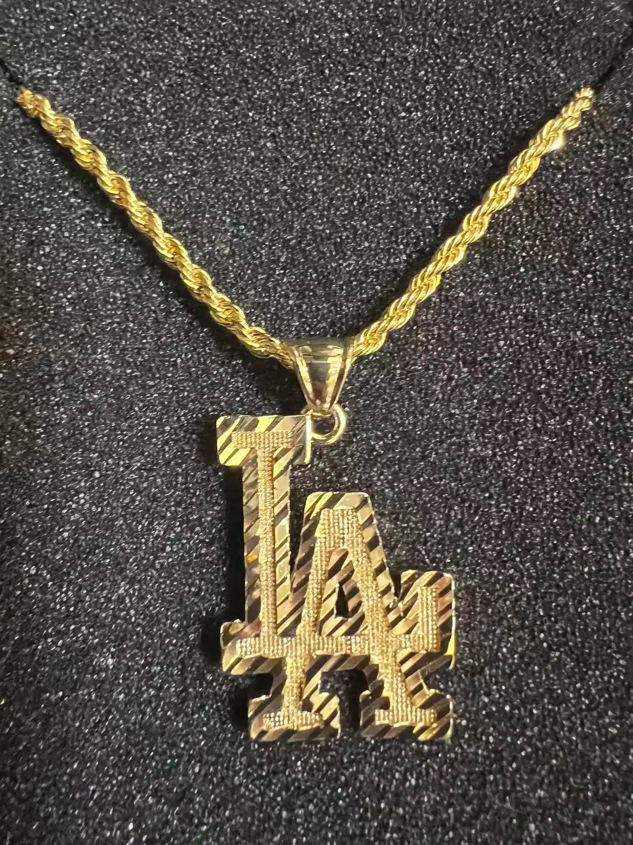 18K Gold Filled Rope Chain Necklace Nugget Heart Pendant
